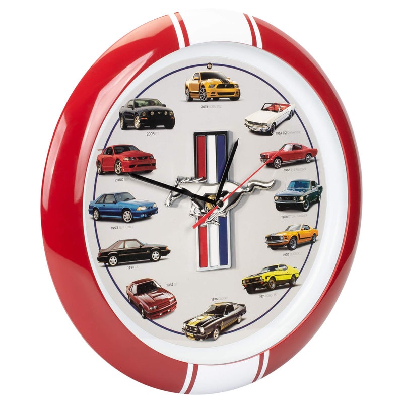 Mark Feldstein & Associates History of Mustang Sound Wall Clock, 13 Inch Red - Image 5